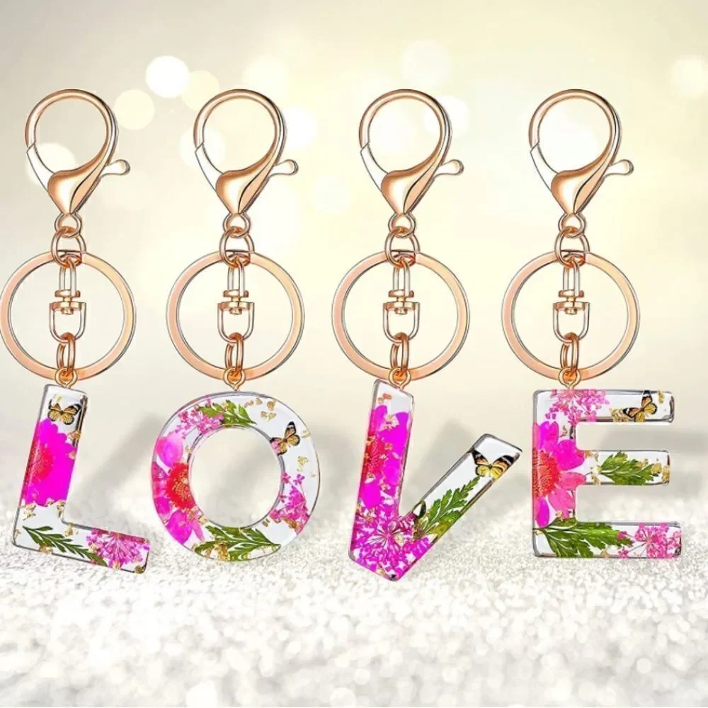 Initials Floral Keychain
